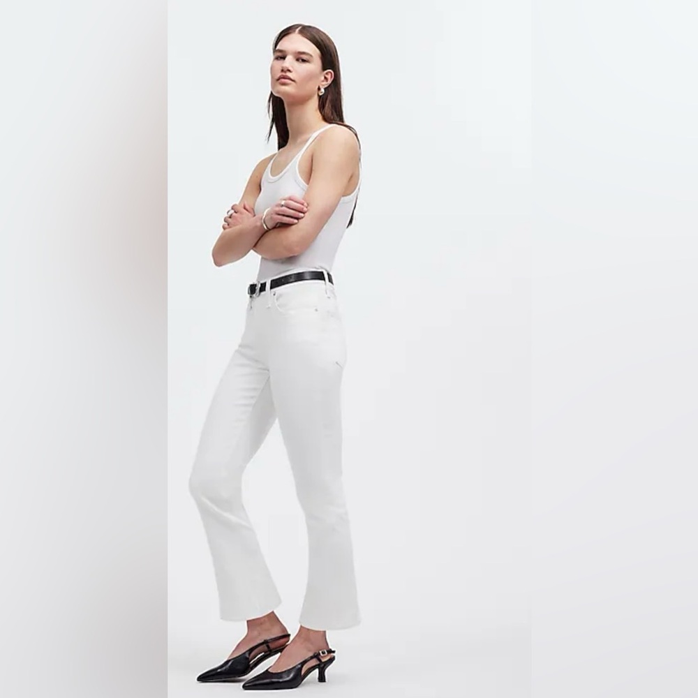 Madewell Mid-Rise Tall White Kick Out Jeans 27 Tall